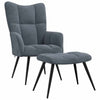Stella Homewares Relaxing Chair with a Stool Dark Grey Velvet