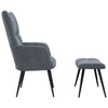 Stella Homewares Relaxing Chair with a Stool Dark Grey Velvet