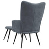 Stella Homewares Relaxing Chair with a Stool Dark Grey Velvet