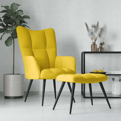 Stella Homewares Relaxing Chair with a Stool Mustard Yellow Velvet
