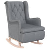 Stella Homewares Armchair with Solid Rubber Wood Rocking Legs Light Grey Fabric