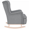 Stella Homewares Armchair with Solid Rubber Wood Rocking Legs Light Grey Fabric