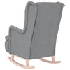 Stella Homewares Armchair with Solid Rubber Wood Rocking Legs Light Grey Fabric