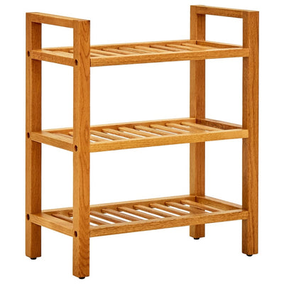 Stella Homewares Shoe Rack with 3 Shelves 50x27x60 cm Solid Oak Wood