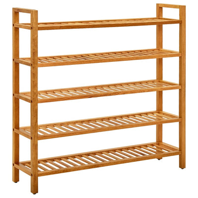 Stella Homewares Shoe Rack with 5 Shelves 100x27x100 cm Solid Oak Wood