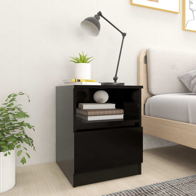 Stella Homewares Bed Cabinets 2 pcs Black 40x40x50 cm Engineered Wood