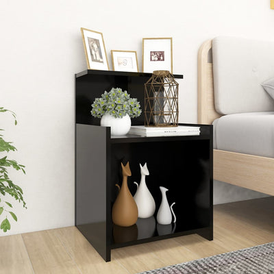 Stella Homewares Bed Cabinets 2 pcs Black 40x35x60 cm Engineered Wood