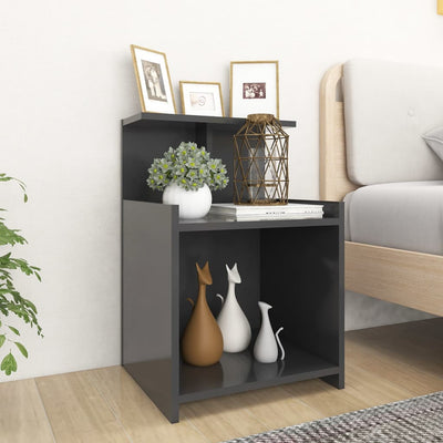 Stella Homewares Bed Cabinets 2 pcs Grey 40x35x60 cm Engineered Wood
