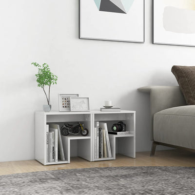 Stella Homewares Bed Cabinets 2 pcs High Gloss White 40x30x40 cm Engineered Wood