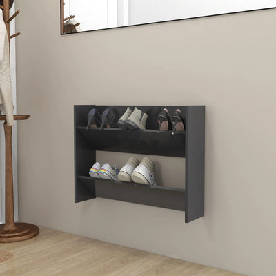 Stella Homewares Wall Shoe Cabinet Grey 80x18x60 cm Engineered Wood