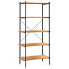 Stella Homewares 5-Tier Shelving Unit Black and Oak 80x40x163 cm