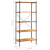 Stella Homewares 5-Tier Shelving Unit Black and Oak 80x40x163 cm