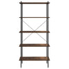 Stella Homewares 5-Tier Shelving Unit Black and Dark Wood 80x40x163 cm