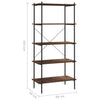 Stella Homewares 5-Tier Shelving Unit Black and Dark Wood 80x40x163 cm