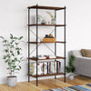 Stella Homewares 5-Tier Shelving Unit Black and Dark Wood 80x40x163 cm