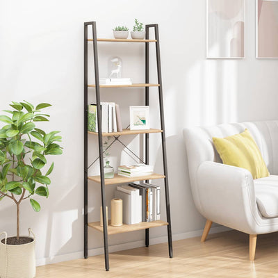 Stella Homewares 5-Tier Standing Shelf Light Brown and Black 56x35x174 cm