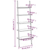 Stella Homewares 5-Tier Leaning Shelf Light Brown and Black 64x34x185.5 cm