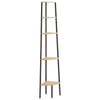Stella Homewares 5-Tier Corner Shelf Light Brown and Black 45.5x31.5x180 cm
