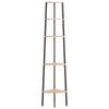Stella Homewares 5-Tier Corner Shelf Light Brown and Black 45.5x31.5x180 cm