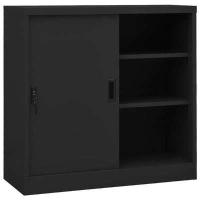 Stella Homewares Office Cabinet with Sliding Door Anthracite 90x40x90 cm Steel