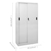Stella Homewares Office Cabinet with Sliding Door Light Grey 90x40x180 cm Steel