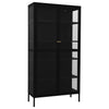 Stella Homewares Display Cabinet Black 90x40x180 cm Steel and Tempered Glass