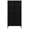 Stella Homewares Display Cabinet Black 90x40x180 cm Steel and Tempered Glass
