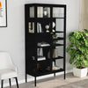 Stella Homewares Display Cabinet Black 90x40x180 cm Steel and Tempered Glass