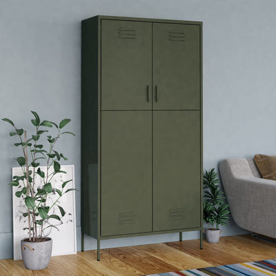 Stella Homewares Wardrobe Olive Green 90x50x180 cm Steel