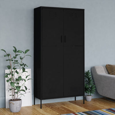 Stella Homewares Wardrobe Black 90x50x180 cm Steel