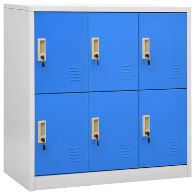 Stella Homewares Locker Cabinet Light Grey and Blue 90x45x92.5 cm Steel