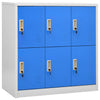 Stella Homewares Locker Cabinet Light Grey and Blue 90x45x92.5 cm Steel