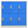 Stella Homewares Locker Cabinet Light Grey and Blue 90x45x92.5 cm Steel
