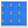 Stella Homewares Locker Cabinet Light Grey and Blue 90x45x92.5 cm Steel