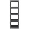 Stella Homewares Book Cabinet Room Divider Grey 40x30x135.5 cm Pinewood