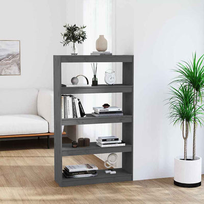 Stella Homewares Book Cabinet/Room Divider Grey 80x30x135.5 cm Solid Wood Pine