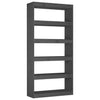 Stella Homewares Book Cabinet/Room Divider Grey 80x30x167.4 cm Solid Wood Pine