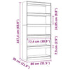 Stella Homewares Book Cabinet/Room Divider Grey 80x30x167.4 cm Solid Wood Pine