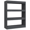 Stella Homewares Book Cabinet/Room Divider Grey 100x30x103 cm Solid Pinewood