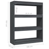 Stella Homewares Book Cabinet/Room Divider Grey 100x30x103 cm Solid Pinewood