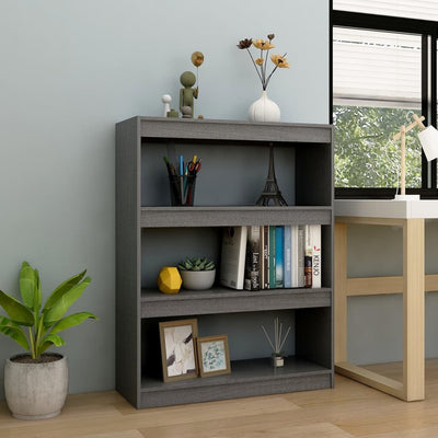 Stella Homewares Book Cabinet/Room Divider Grey 100x30x103 cm Solid Pinewood