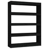 Stella Homewares Book Cabinet/Room Divider Black 100x30x135.5 cm Solid Pinewood