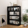 Stella Homewares Book Cabinet/Room Divider Black 100x30x135.5 cm Solid Pinewood
