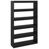 Stella Homewares Book Cabinet/Room Divider Black 100x30x167.5 cm Solid Pinewood