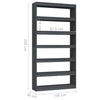 Stella Homewares Book Cabinet/Room Divider Grey 100x30x200 cm Solid Pinewood