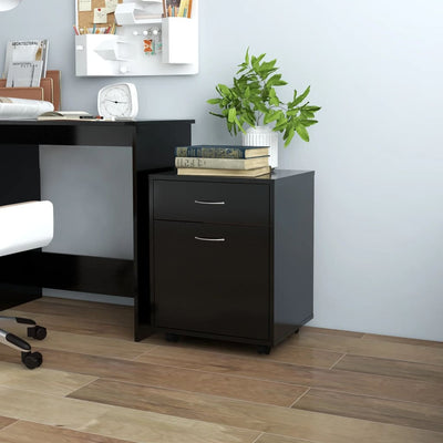 Stella Homewares Rolling Cabinet Black 45x38x54 cm Engineered Wood
