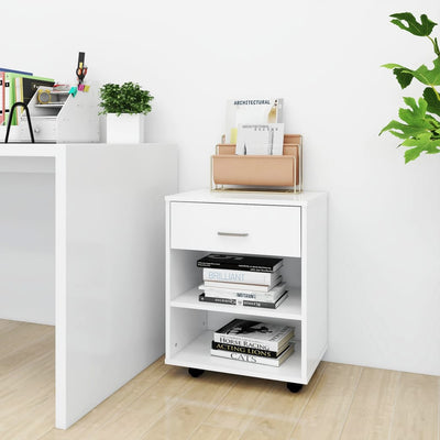 Stella Homewares Rolling Cabinet White 46x36x59 cm Engineered Wood