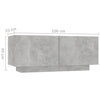 Stella Homewares Bedside Cabinet Concrete Grey 100x35x40 cm Engineered Wood