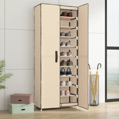 Stella Homewares Shoe Cabinet Cream 60x30x166 cm Fabric