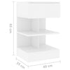 Stella Homewares Bedside Cabinet White 40x35x65 cm Engineered Wood